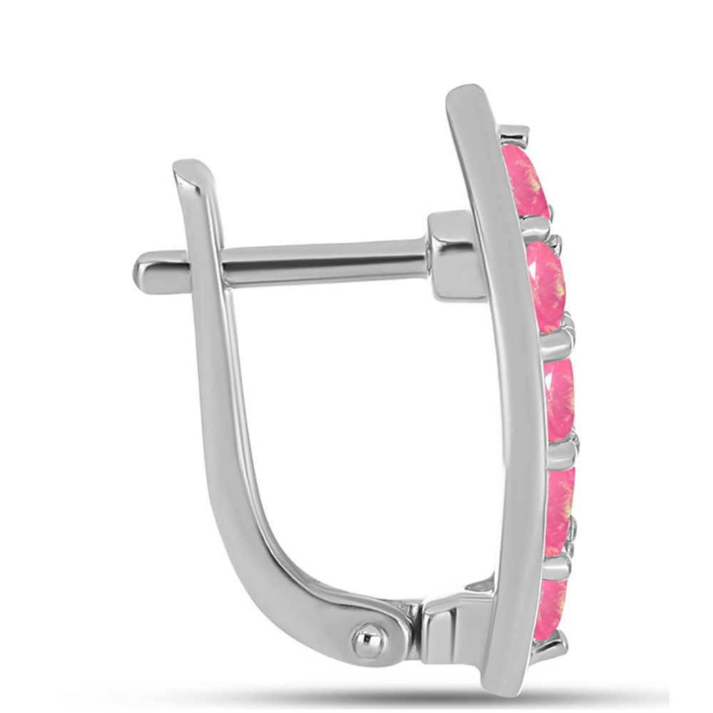 Stříbrné Náušnice s Růžovým Opálem z Lega Dembi