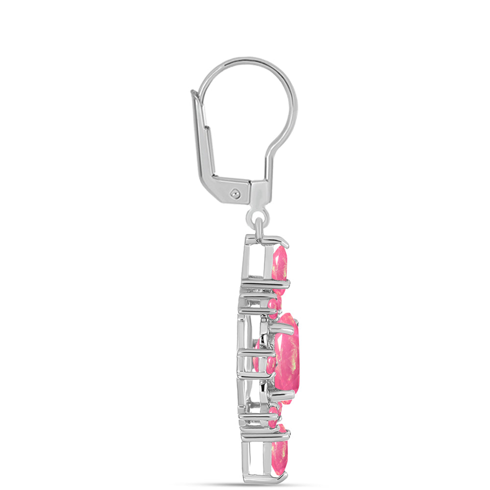 Stříbro 925/1000 - Náušnice s Růžovým Opálem z Lega Dembi - Karátové číslo: 2.95. přibližná hmotnost: 4.84 gramů