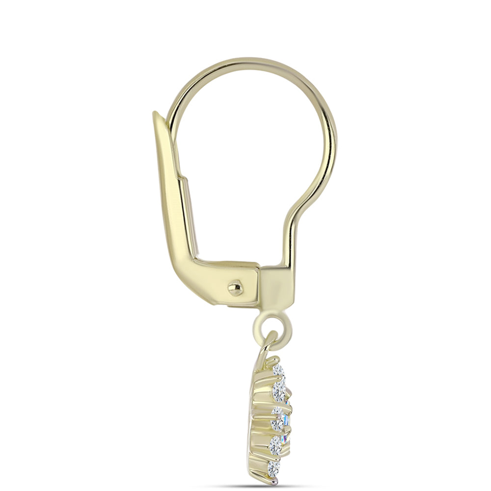 Pozlacené stříbro 925/1000 Náušnice s Ledovým Moissanitem a Bílým Topazem - Karátové číslo: 0.65. přibližná hmotnost: 1.58 gramů