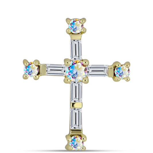 Pozlacené Stříbro 925/1000 - Přívěsek s Ledovým Moissanitem a Bílým Zirkonem - Karátové číslo: 0.63. přibližná hmotnost: 1.06 gramů