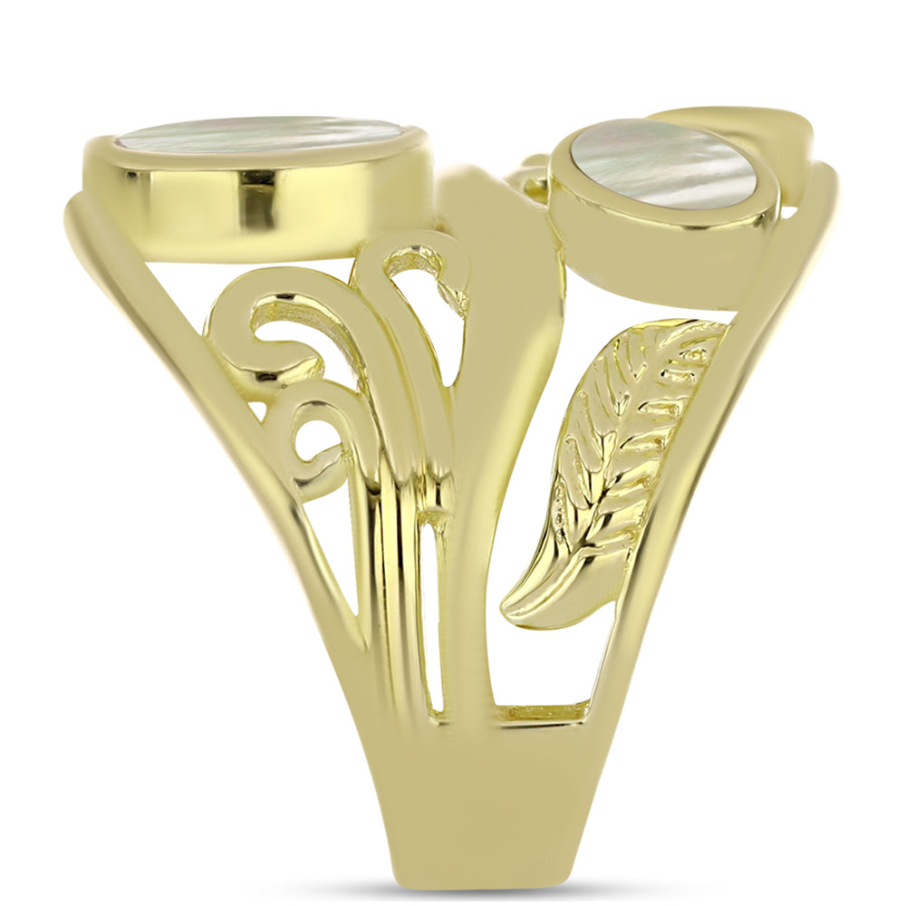 Pozlacené Stříbro 925/1000 - Prsten s Lasturou - Karátové číslo: 2.59. přibližná hmotnost: 7.54 gramů