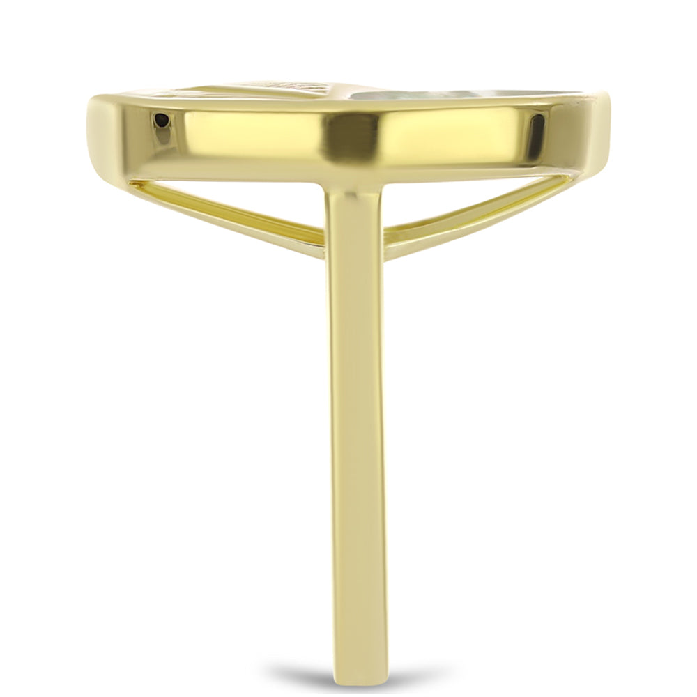 Pozlacené Stříbro 925/1000 - Prsten s Lasturou - Karátové číslo: 3.86. přibližná hmotnost: 5.56 gramů