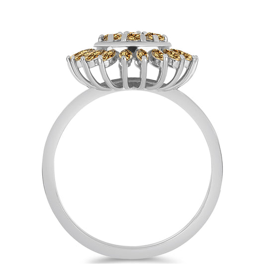 Stříbro 925/1000 - Prsten se Šampaňským Moissanitem - Karátové číslo: 1.01. přibližná hmotnost: 4.25 gramů