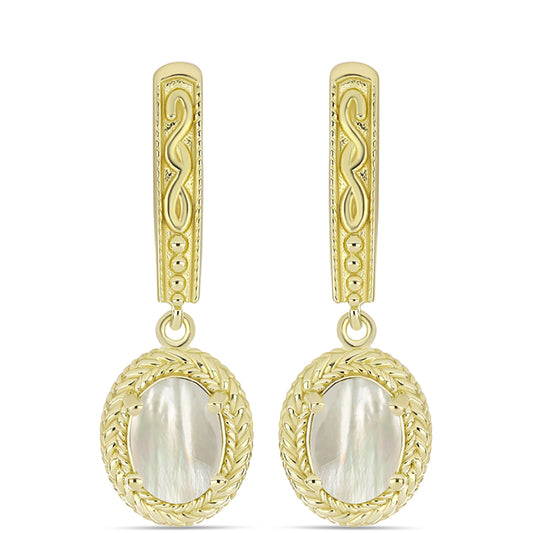 Pozlacené Stříbro 925/1000 - Náušnice s Lasturou - Karátové číslo: 1.82. přibližná hmotnost: 5.5 gramů