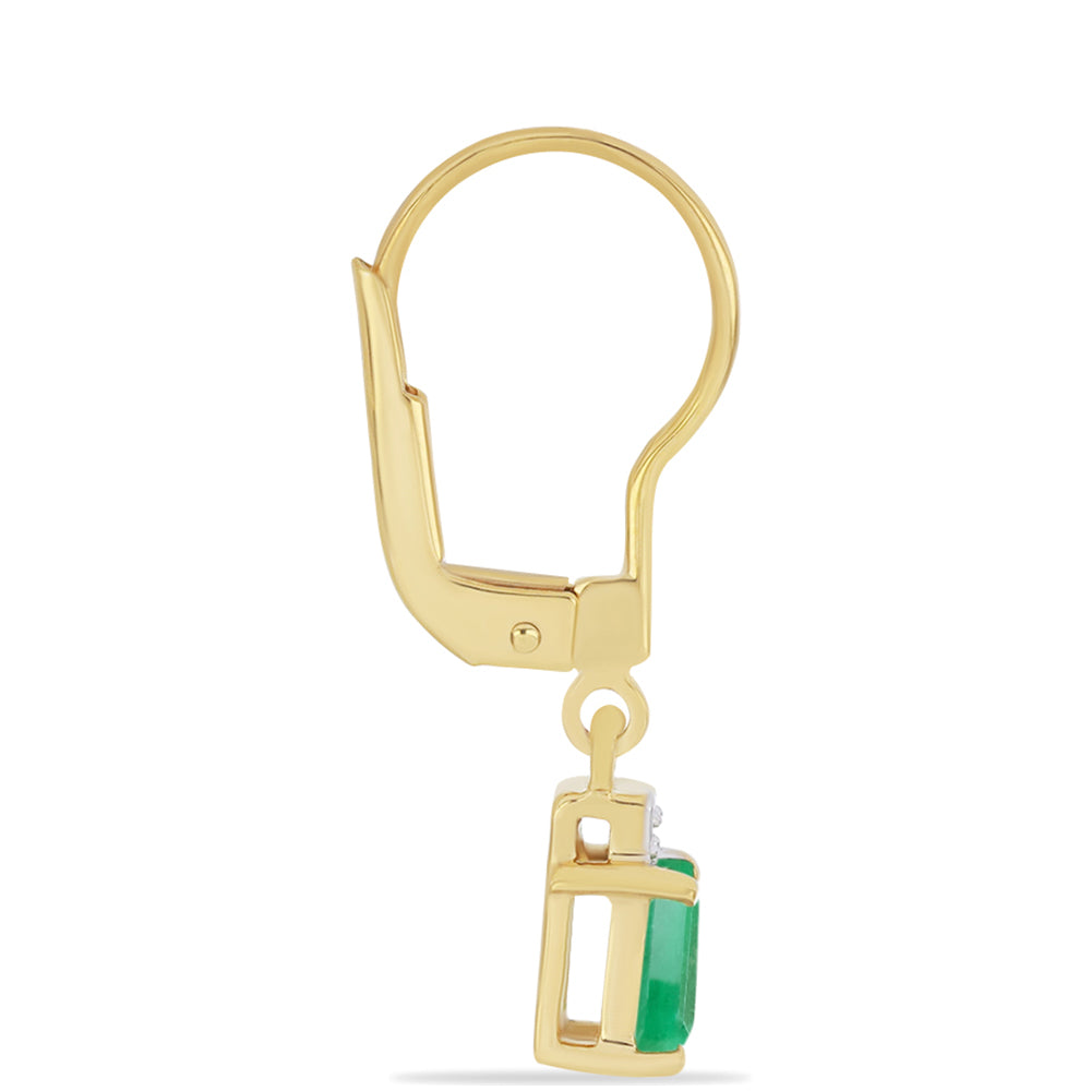 Pozlacené stříbro 925/1000 Náušnice s Brazilským Smaragdem a Bílým Zirkonem - Karátové číslo: 0.62. přibližná hmotnost: 1.59 gramů