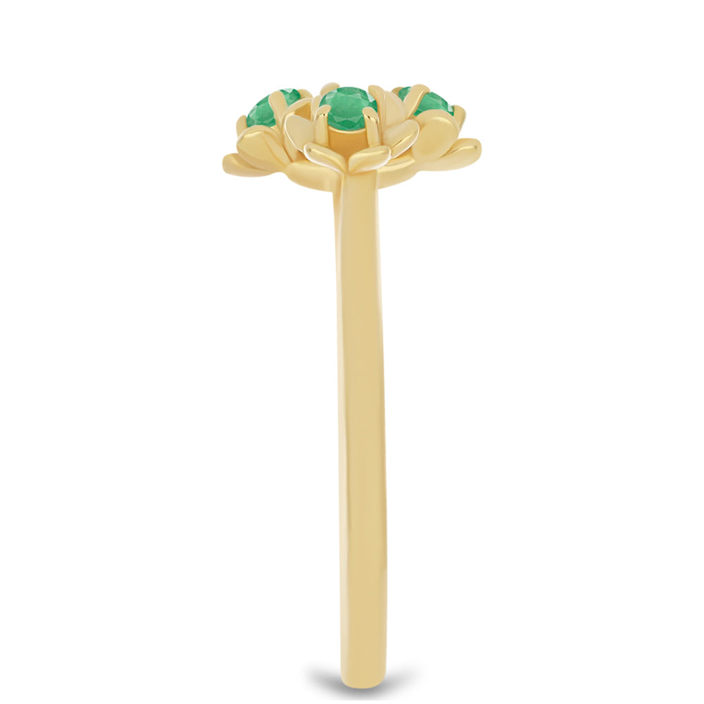 Pozlacený 925 / 1000 Sterlingové Stříbro Prsten s Brazilským Smaragdem