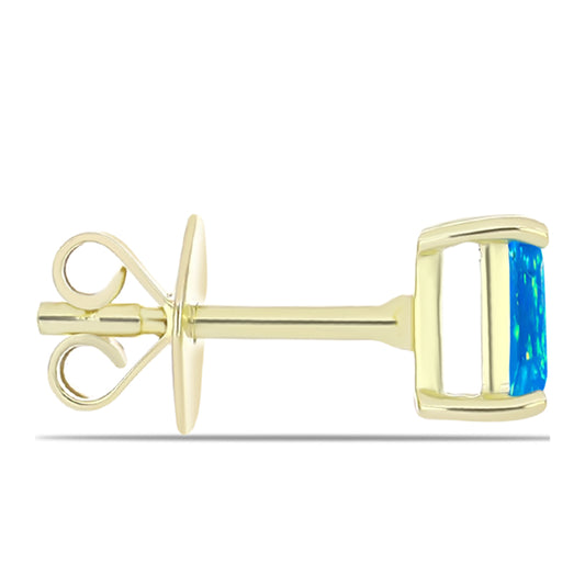 Pozlacené Stříbro 925/1000 - Náušnice s Etiopským Nebeským Opálem - Karátové číslo: 0.37. přibližná hmotnost: 1.22 gramů