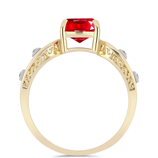 Pozlacené Stříbro 925/1000 - Prsten s Červeným Achátem a Bílým Topazem - Karátové číslo: 1.99. přibližná hmotnost: 3.41 gramů