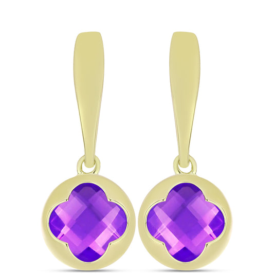 Pozlacené Stříbro 925/1000 - Náušnice s Purpurovým Achátem - Karátové číslo: 3.24. přibližná hmotnost: 4.15 gramů