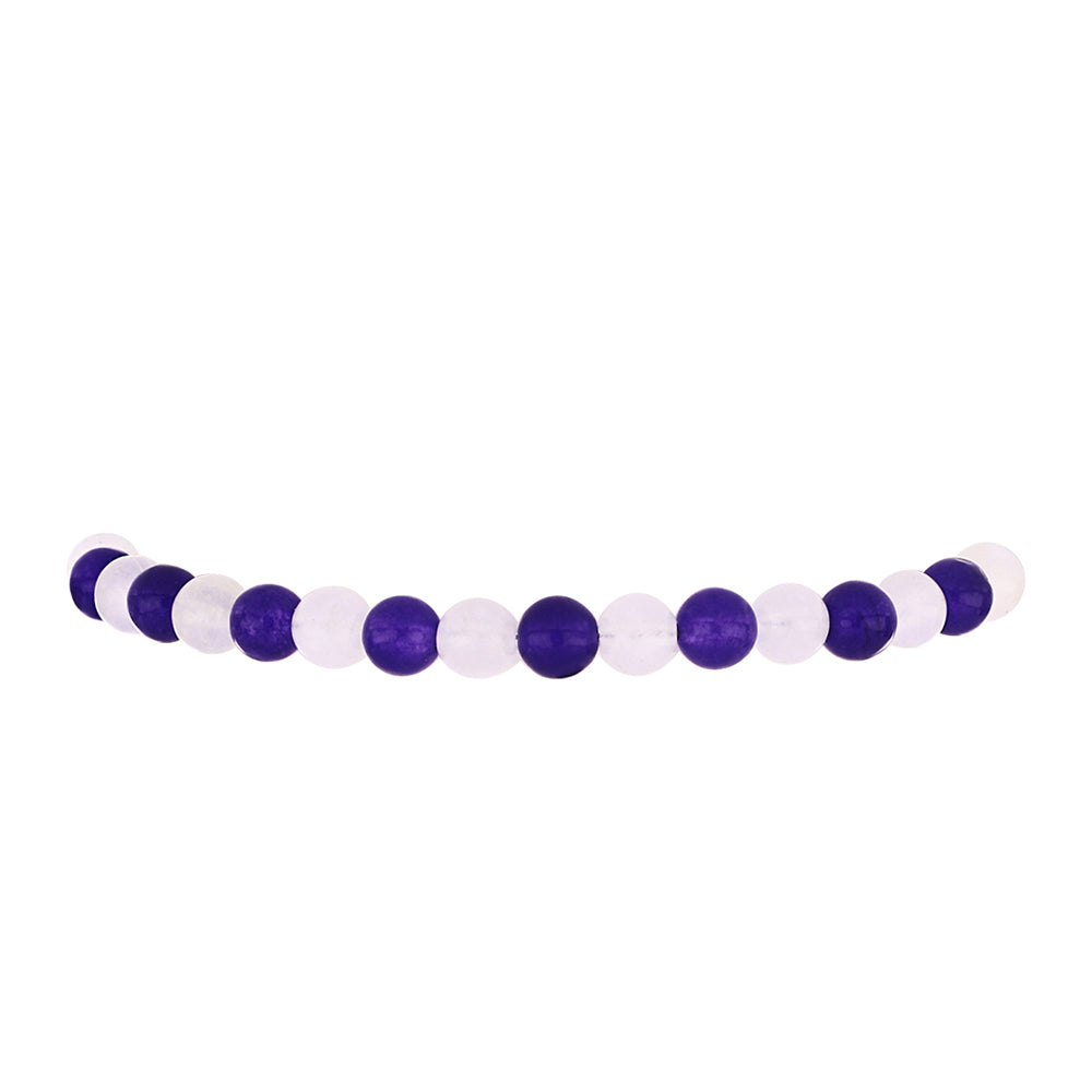 Pozlacené Stříbro 925/1000 - Náramek s Duhovým Měsíčním Kamenem a Marockým Ametystem - Karátové číslo: 30.04. přibližná hmotnost: 7.75 gramů