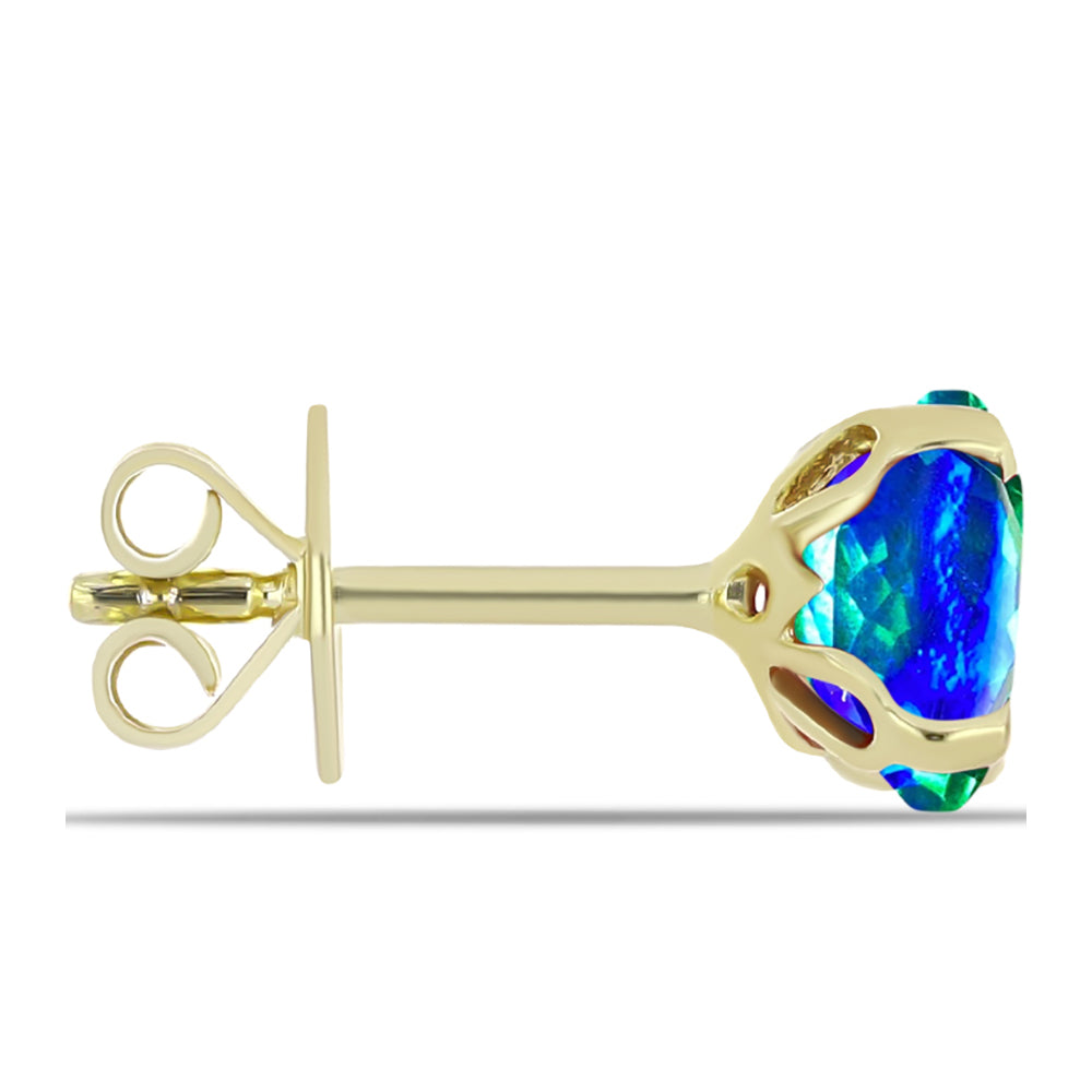 Pozlacené Stříbro 925/1000 - Náušnice s Pavím Křemenem - Karátové číslo: 2.66. přibližná hmotnost: 1.74 gramů