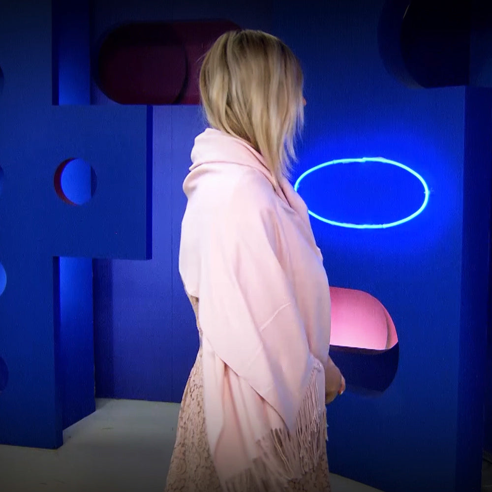 Šála-šátek ze 100% Pravého Pashmina Kašmíru, 70 cm x 180 cm, Lososová