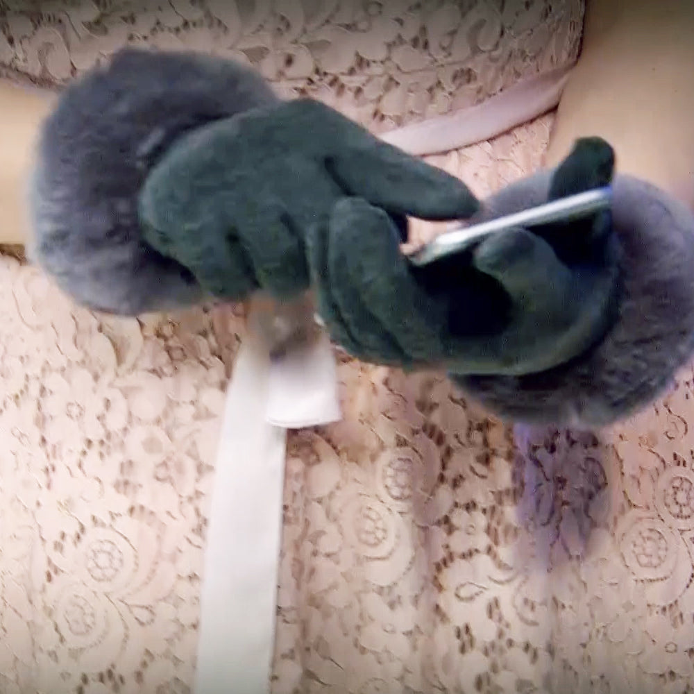 Zimní rukavice z umělé kožešiny, kompatibilní s dotykovou obrazovkou, Tmavě šedé