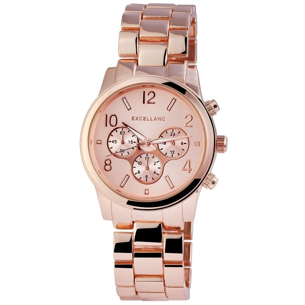 Excellanc dámské hodinky s kovovým řemínkem, barva růžového zlata, vysoce kvalitní křemenný mechanismus, ciferník v barvě růžového zlata