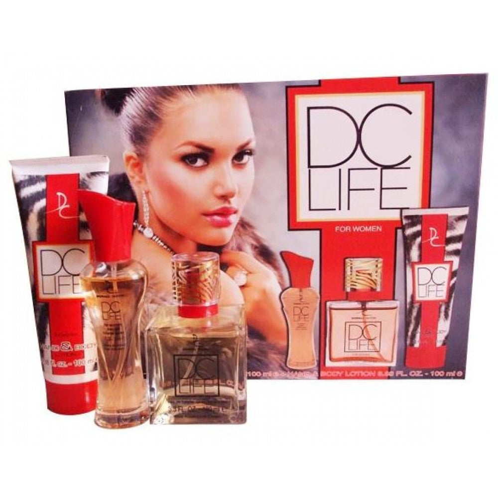 DÁRKOVÁ SADA 100 ml + 30 ml EDT DC LIFE Sladká květinově-ovocná vůně pro ženy + 100 ml tělové mléko
