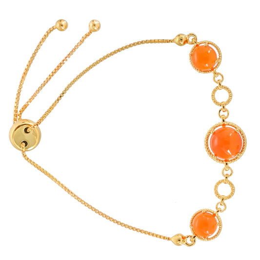 Pozlacené Stříbro 925/1000 - Náramek s Karneolem - Karátové číslo: 5.51. přibližná hmotnost: 7.71 gramů