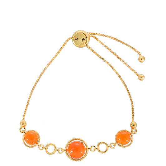 Pozlacené Stříbro 925/1000 - Náramek s Karneolem - Karátové číslo: 5.51. přibližná hmotnost: 7.71 gramů