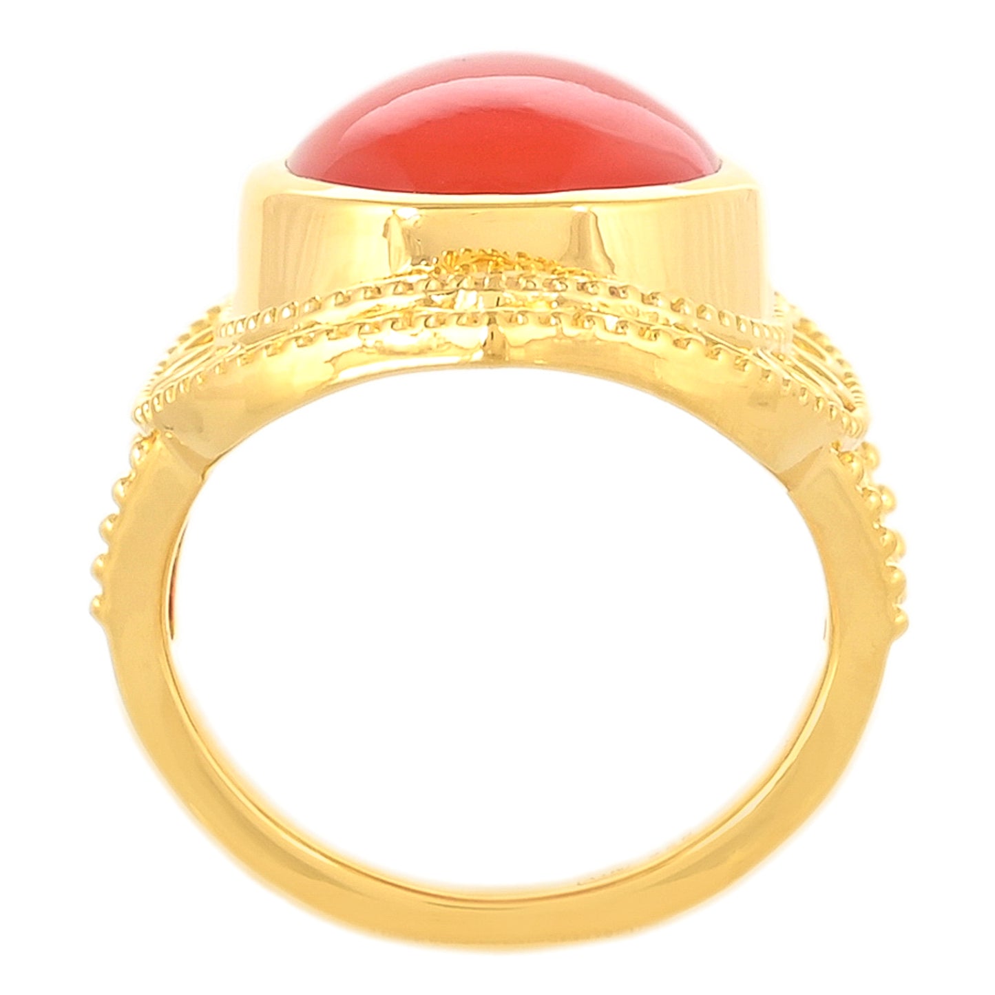 Pozlacené Stříbro 925/1000 - Prsten s Karneolem - Karátové číslo: 10.6. přibližná hmotnost: 9.67 gramů