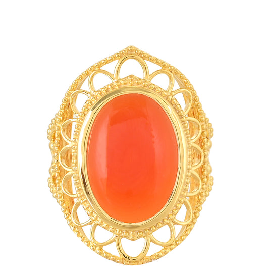 Pozlacené Stříbro 925/1000 - Prsten s Karneolem - Karátové číslo: 10.6. přibližná hmotnost: 9.67 gramů