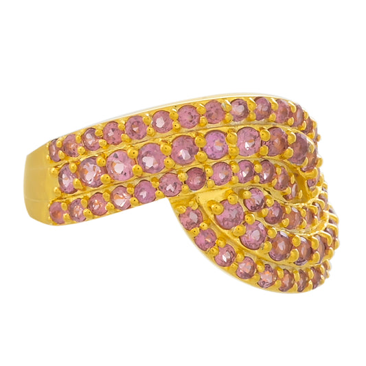 Pozlacené Stříbro 925/1000 - Prsten s Rhodolitovým Granátem - Karátové číslo: 2.3. přibližná hmotnost: 5.12 gramů