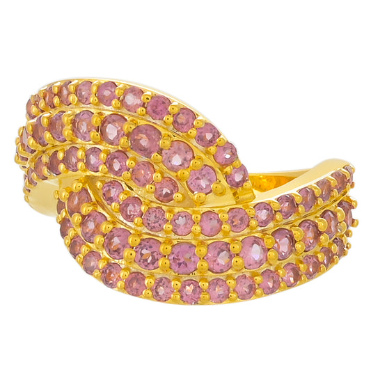 Pozlacené Stříbro 925/1000 - Prsten s Rhodolitovým Granátem - Karátové číslo: 2.3. přibližná hmotnost: 5.12 gramů