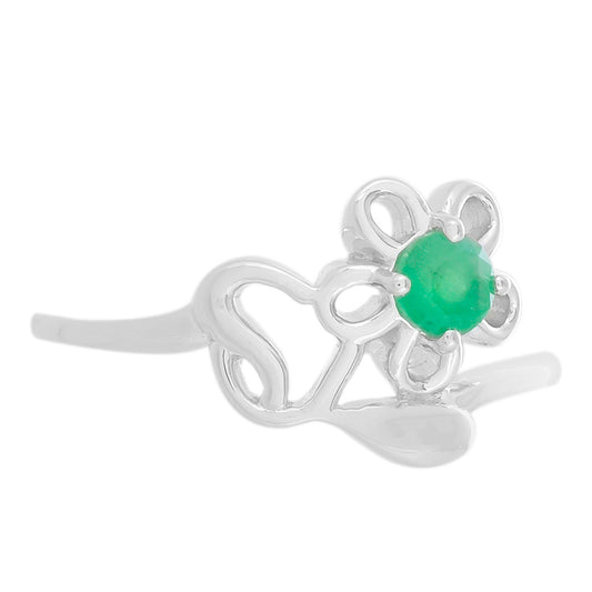 Stříbro 925/1000 - Prsten s Brazilským Smaragdem - Karátové číslo: 0.24. přibližná hmotnost: 2.14 gramů