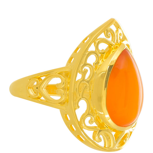 Pozlacený Stříbrný Prsten s Karneolem