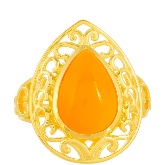 Pozlacený Stříbrný Prsten s Karneolem