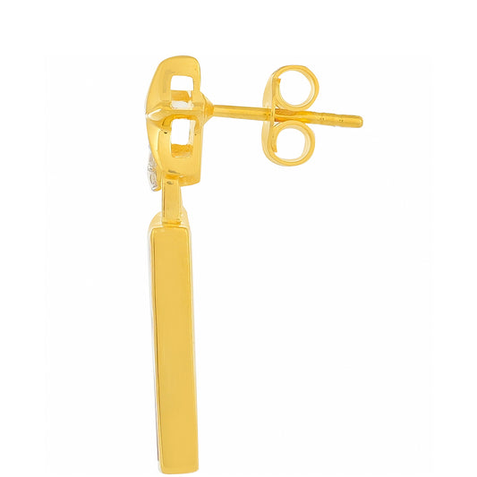 Pozlacené Stříbro 925/1000 - Náušnice s Karneolem a Bílým Topazem - Karátové číslo: 7.62. přibližná hmotnost: 4.21 gramů