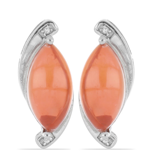 Stříbrné Náušnice s Oranžovým Opálem z Lega Dembi a Bílým Topazem