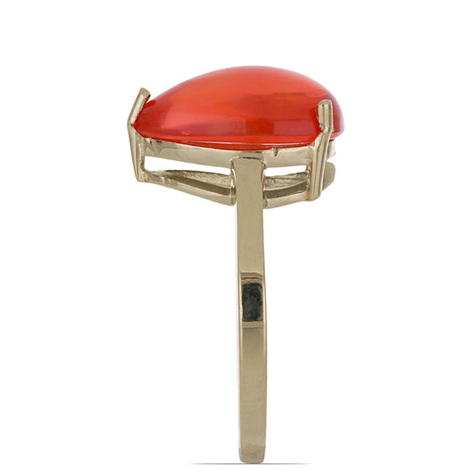 Pozlacené stříbro 925/1000 Prsten s Oranžovým Opálem z Lega Dembi - Karátové číslo: 3.2. přibližná hmotnost: 3.45 gramů