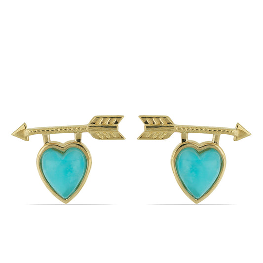 Pozlacené Stříbro 925/1000 - Náušnice se Smithsonitem - Karátové číslo: 4.82. přibližná hmotnost: 5.69 gramů