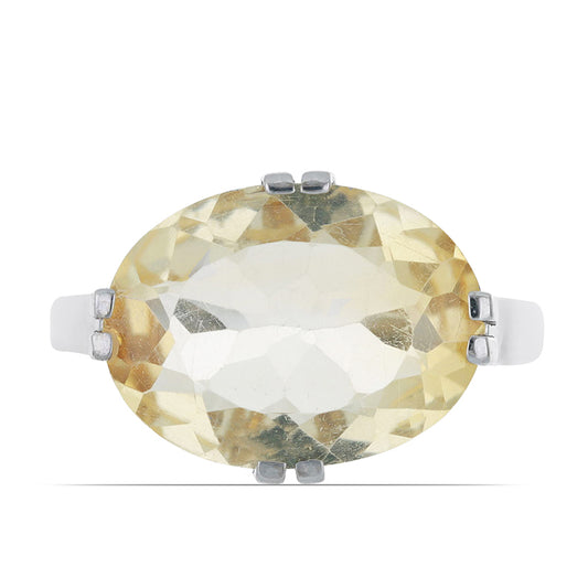 Stříbro 925/1000 - Prsten s Uralským Citrínem - Karátové číslo: 7.51. přibližná hmotnost: 4.48 gramů