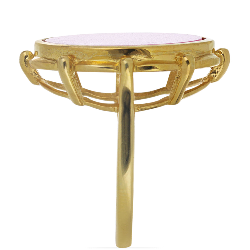 Pozlacené stříbro 925/1000 Prsten s Růžovou Perlou - Karátové číslo: 7.6. přibližná hmotnost: 6.41 gramů