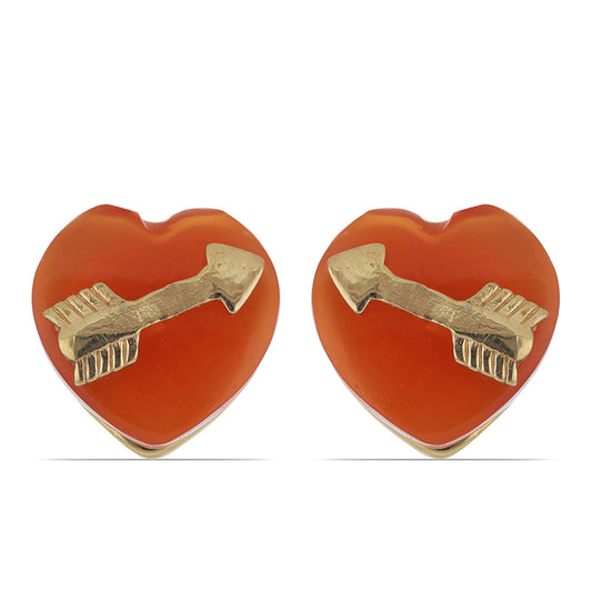 Pozlacené Stříbro 925/1000 - Náušnice s Karneolem z Tagebau - Karátové číslo: 3.68. přibližná hmotnost: 2.93 gramů