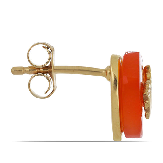 Pozlacené Stříbro 925/1000 - Náušnice s Karneolem z Tagebau - Karátové číslo: 3.68. přibližná hmotnost: 2.93 gramů