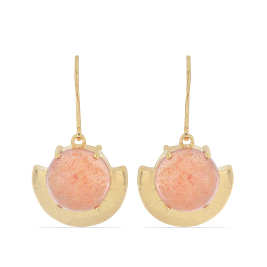 Pozlacené stříbro 925/1000 Náušnice s Oregonským Slunečním Kamenem - Karátové číslo: 10.94. přibližná hmotnost: 8.21 gramů