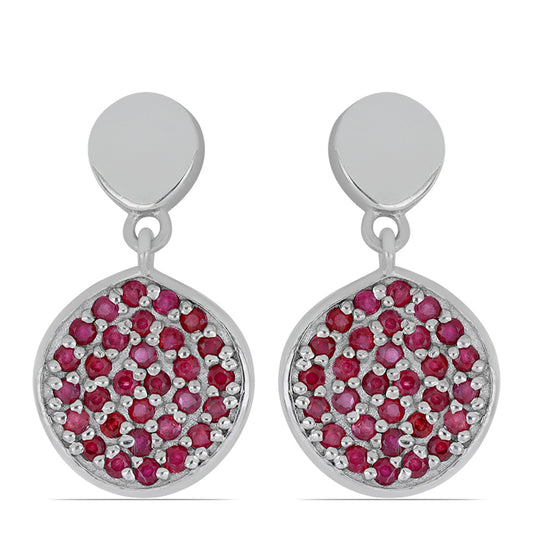 Stříbrné Náušnice s Madagaskarským Rubínem