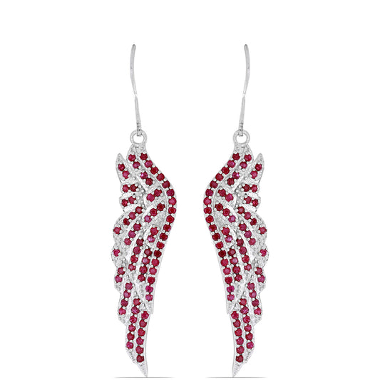 Stříbro 925/1000 - Náušnice s Madagaskarským Rubínem - Karátové číslo: 2.05. přibližná hmotnost: 9.53 gramů