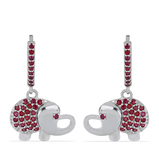 Stříbro 925/1000 - Náušnice s Madagaskarským Rubínem - Karátové číslo: 1.19. přibližná hmotnost: 7.31 gramů