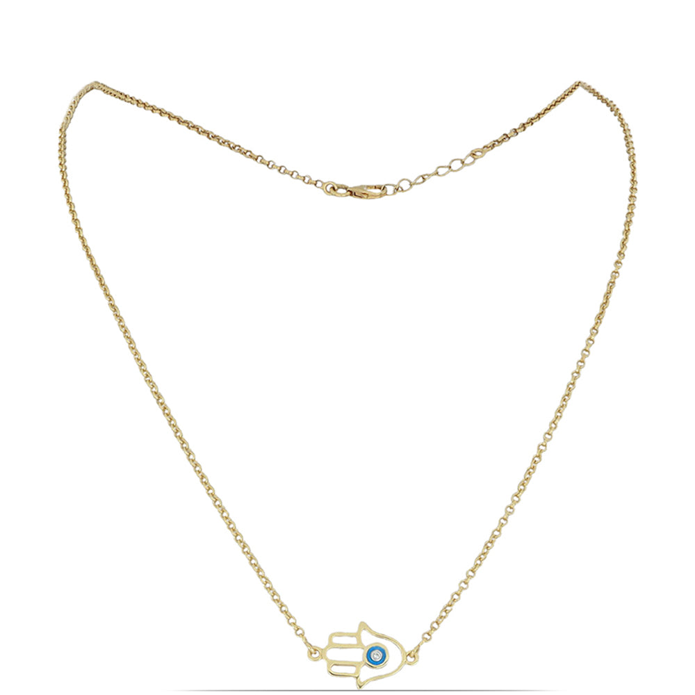 Pozlacené Stříbro 925/1000 - Náhrdelník se Smaltem a Bílým Topazem - Karátové číslo: 0.01. přibližná hmotnost: 4.81 gramů