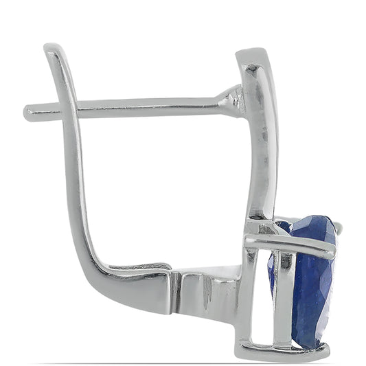 Stříbro 925/1000 - Náušnice s Roseberským Modrým Safírem - Karátové číslo: 3.58. přibližná hmotnost: 3.84 gramů