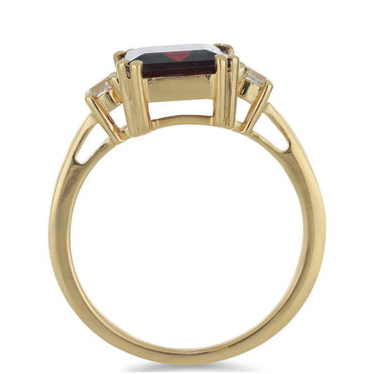 Pozlacené Stříbro 925/1000 - Prsten s Rhodolitovým Granátem z Minas Moatize a Bílým Topazem - Karátové číslo: 3.24. přibližná hmotnost: 3.62 gramů