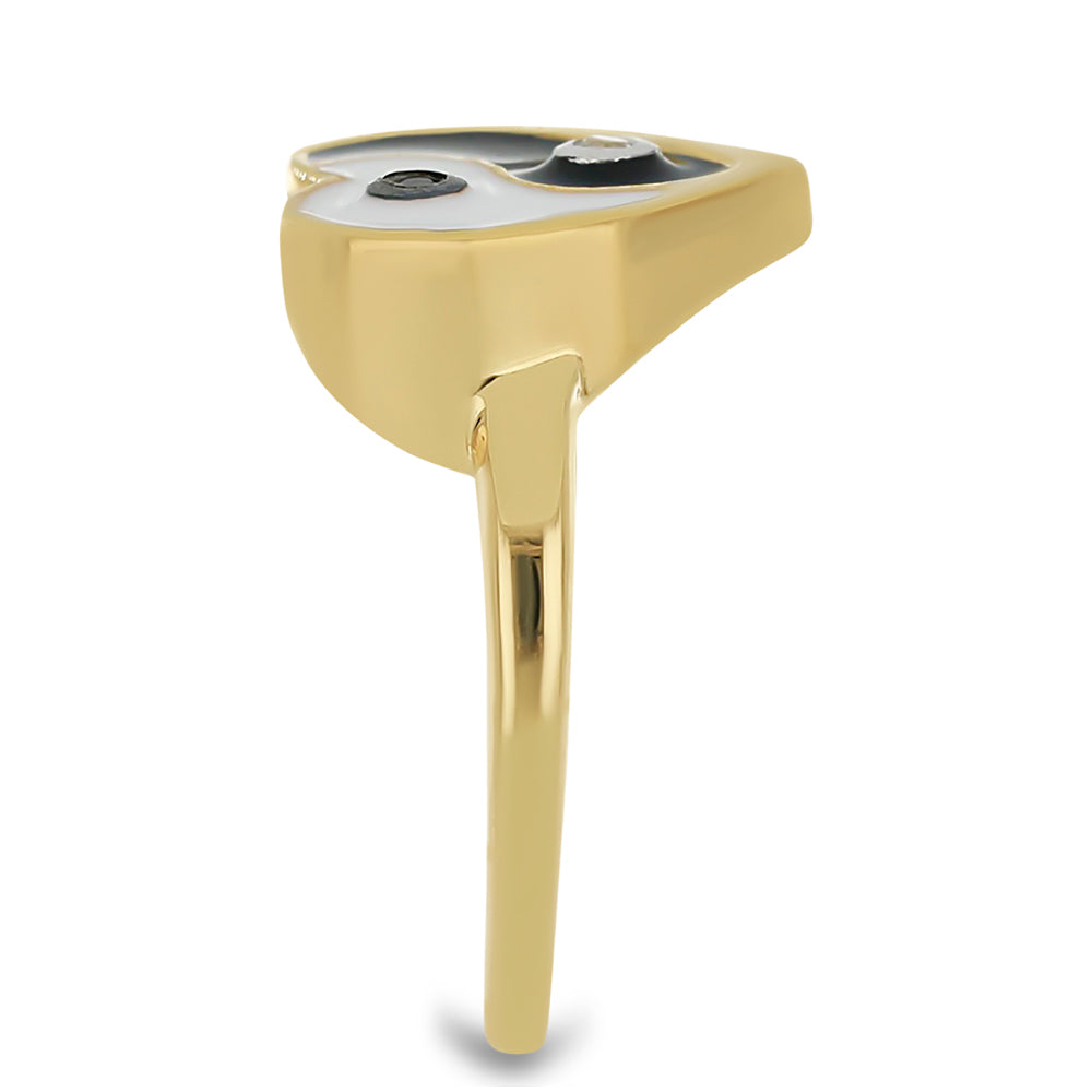 Pozlacené Stříbro 925/1000 - Prsten se Smaltem a Larimarem - Karátové číslo: 0.36. přibližná hmotnost: 3.05 gramů