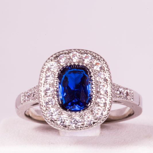 Pozlacený Slitinový Prsten s Modrým Emporia® Křišťálem