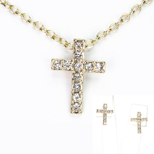 Pozlacená slitina - Sada s Bílým Emporia® Křišťálem ( Náhrdelník+Náušnice+Přívěsek )