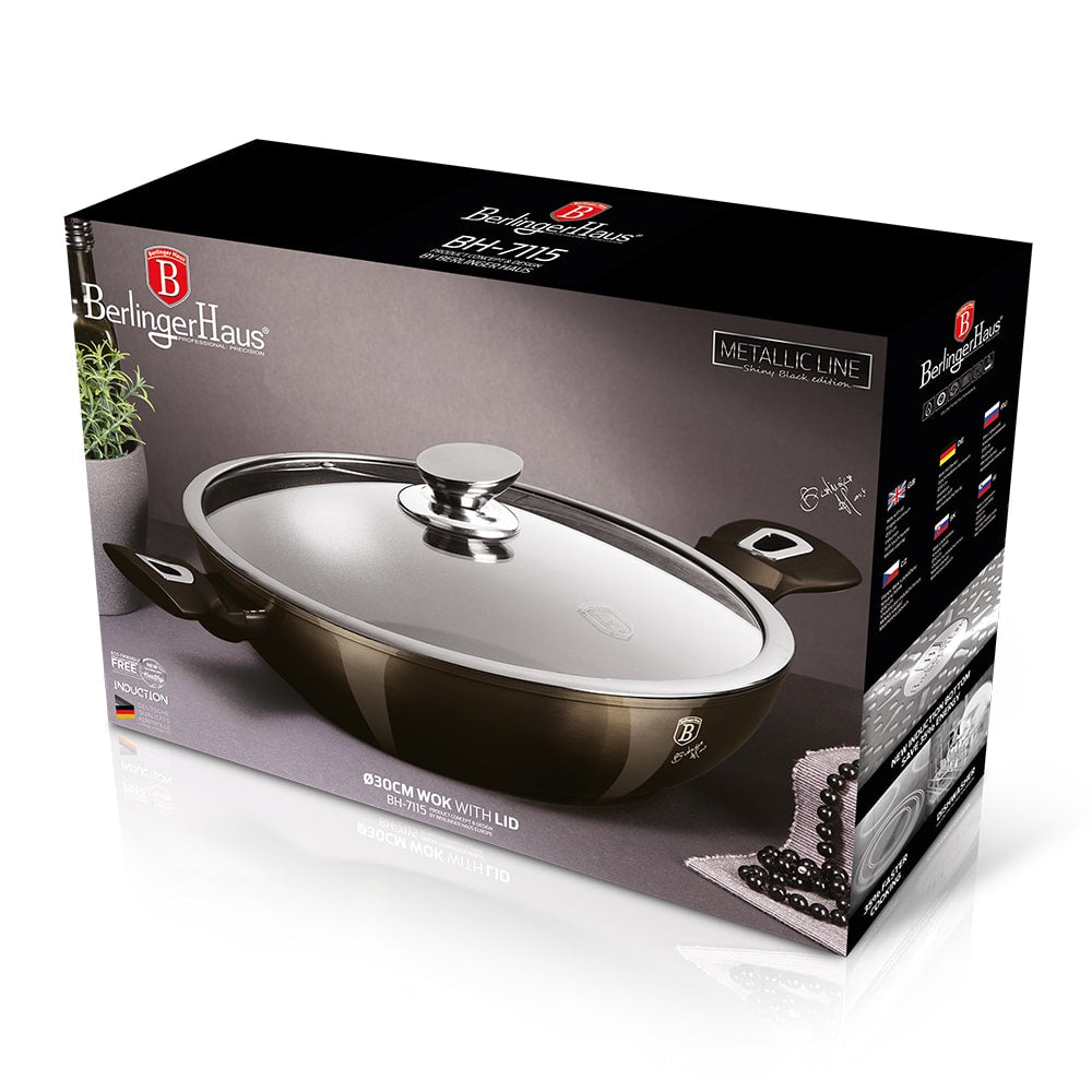 Berlinger Haus Metallic Line Shiny Black Edition Wok s víkem, 30 cm 2 