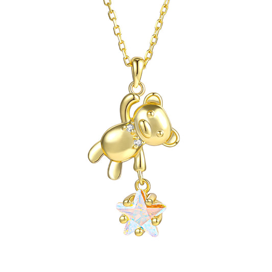 Pozlacená slitina - Náhrdelník s Bílým Emporia® Křišťálem přibližná hmotnost: 10 gramů