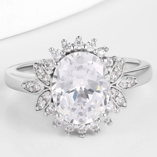 Pozlacená slitina - Prsten s Bílým Emporia® Křišťálem přibližná hmotnost: 10 gramů