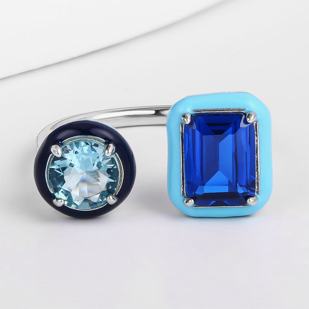 Pozlacená slitina - Prsten s Modrým Emporia® Křišťálem přibližná hmotnost: 10 gramů 1 